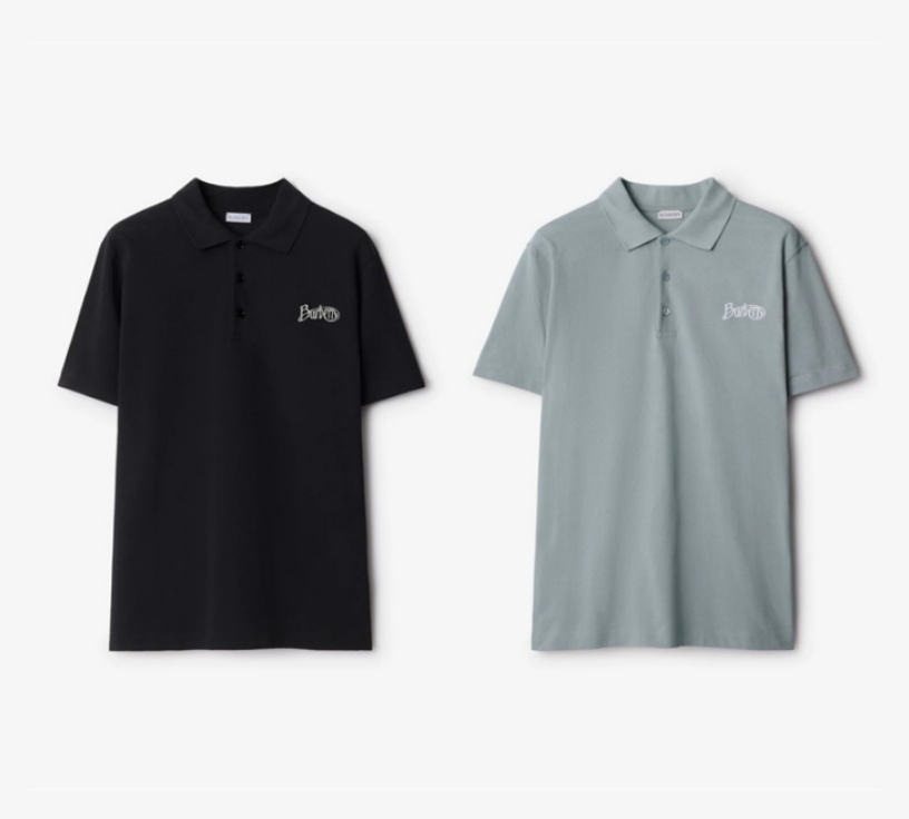 burberry archival logo embroidery cotton pique polo shirt